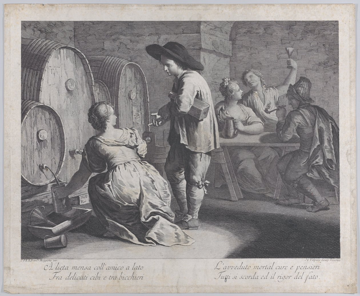 Eine Schankmaid füllt Krüge..., 1760-70 von Giovanni Volpato