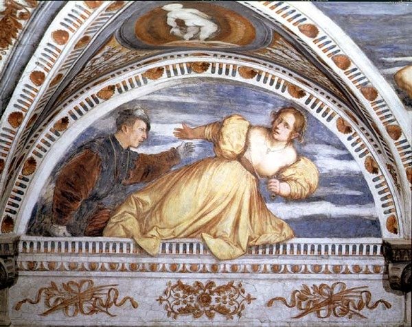 Tarquin und Lucretia, Lünette von Girolamo Romanino