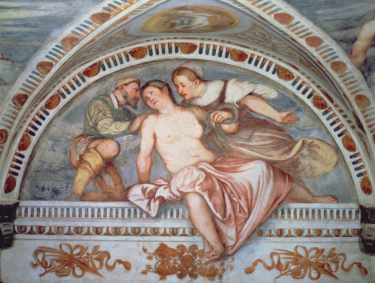 Der Tod der Kleopatra, Lunette, 1531-32 von Girolamo Romanino