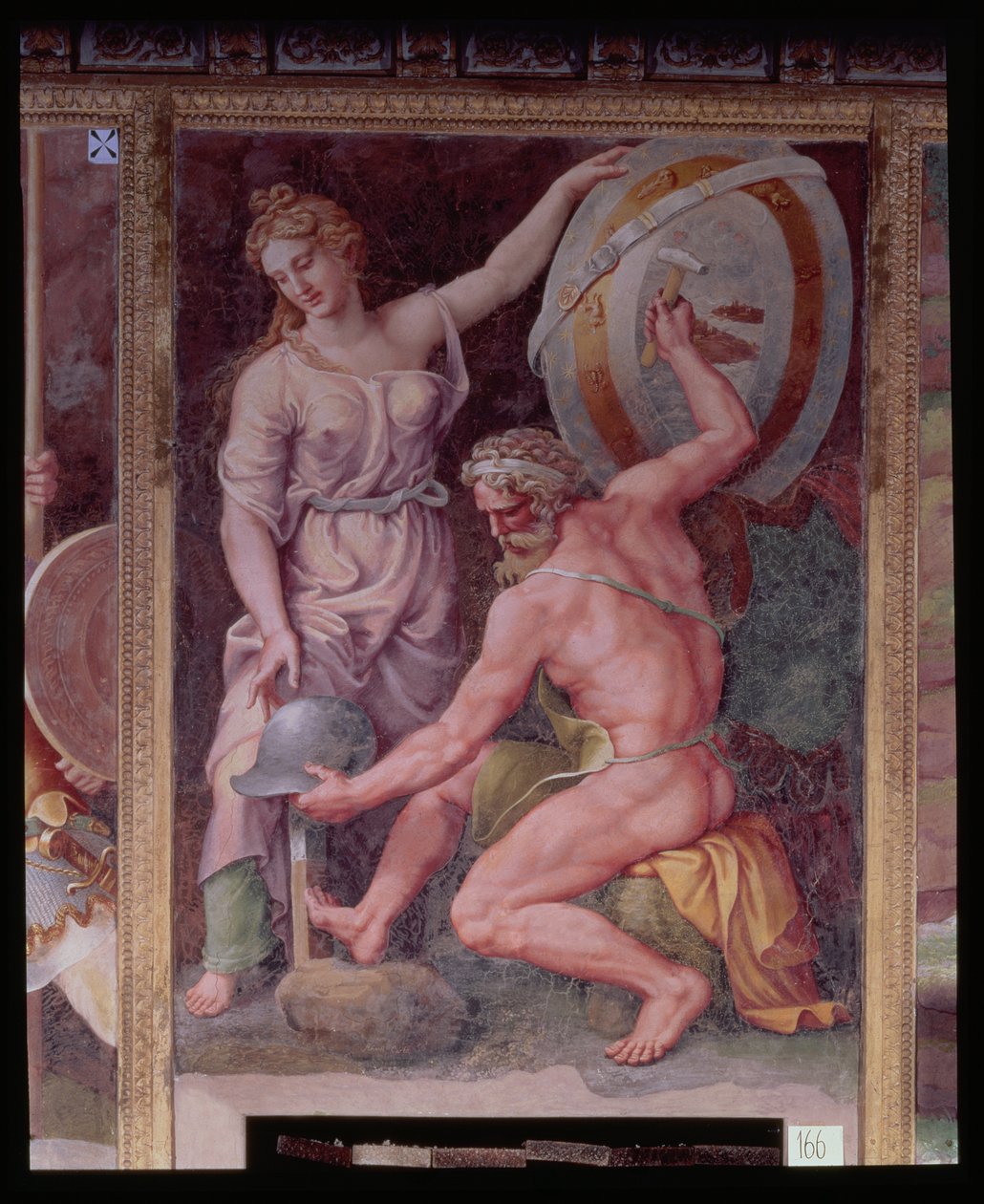 Vulkan schmiedet die Rüstung des Achilles von Giulio Romano