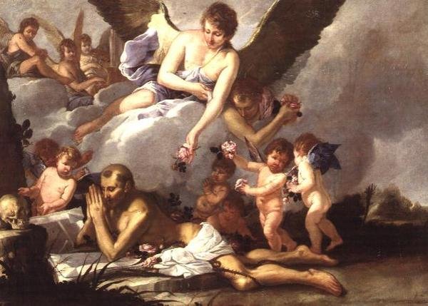 Die Selbstgeißelung des heiligen Franziskus von Giulio (attr. to) Carpioni