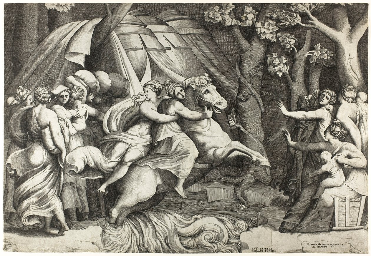 Cloelia überquert den Tiber von Giulio Bonasone