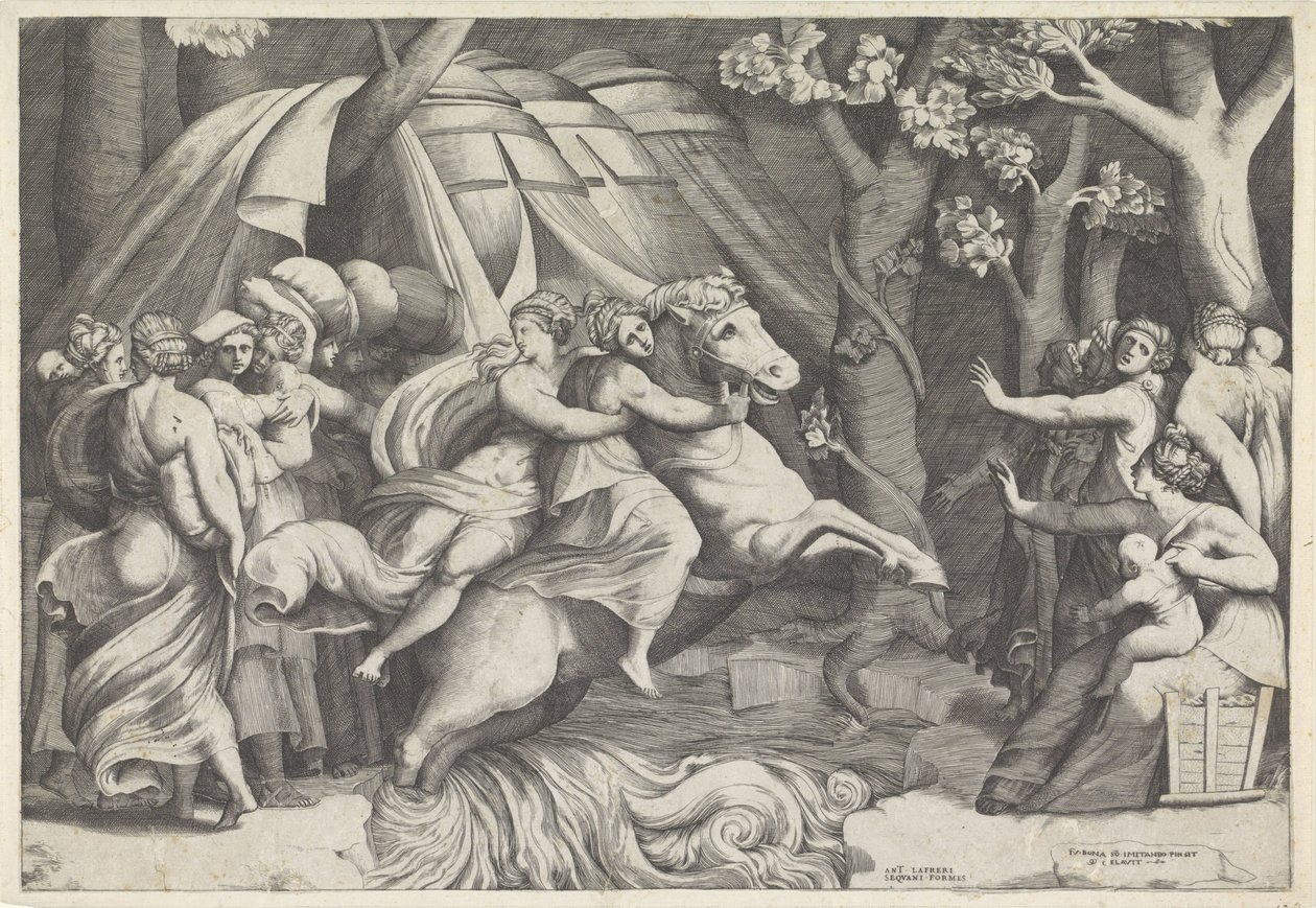 Cloelia überquert den Tiber von Giulio Bonasone