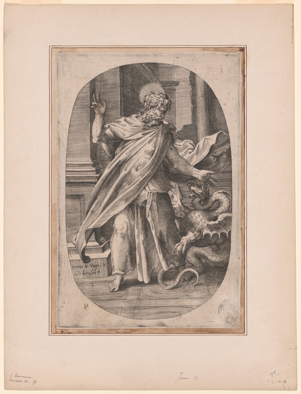Der heilige Paulus überwindet die Viper von Giulio Bonasone