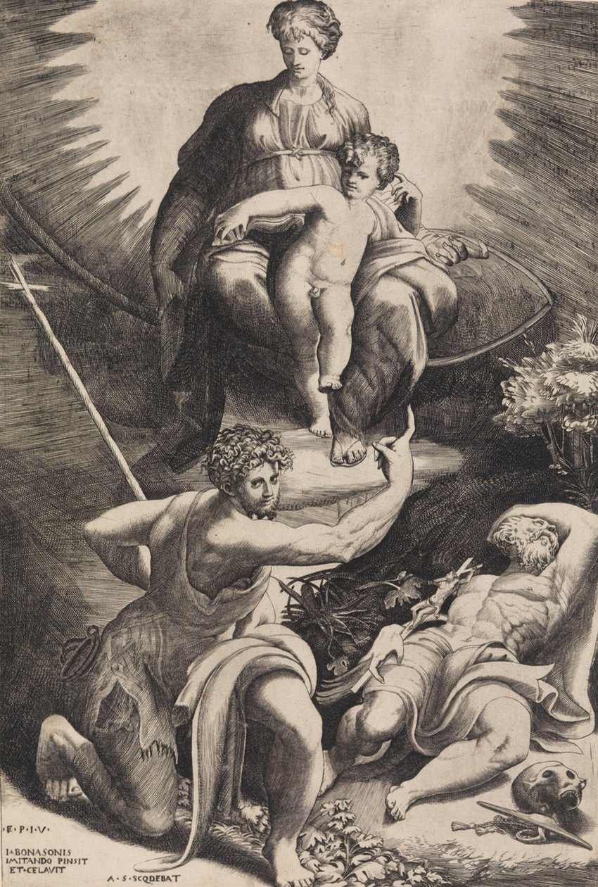 Die Vision des Heiligen Hieronymus von Giulio Bonasone