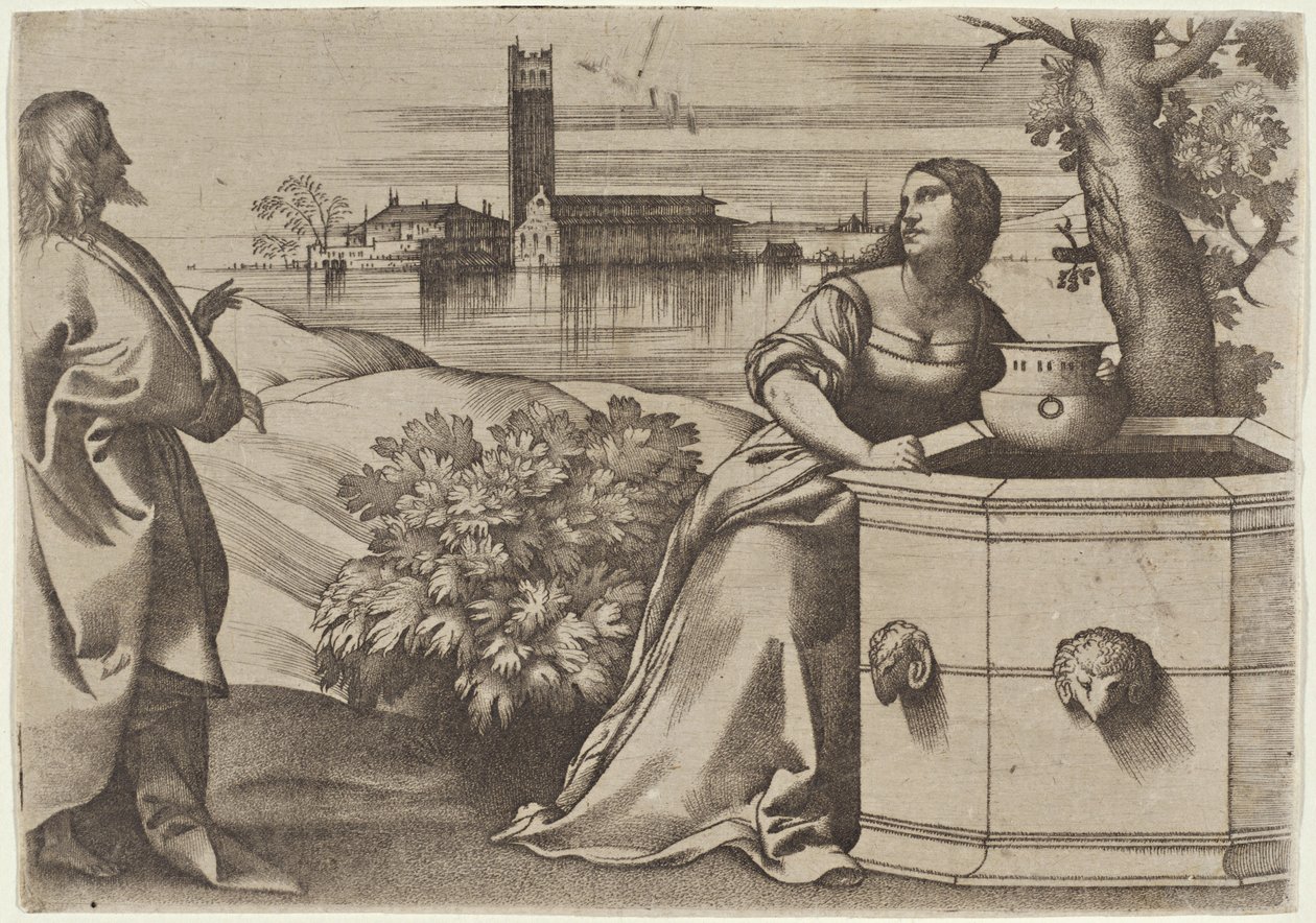 Christus und die Samariterin von Giulio Campagnola