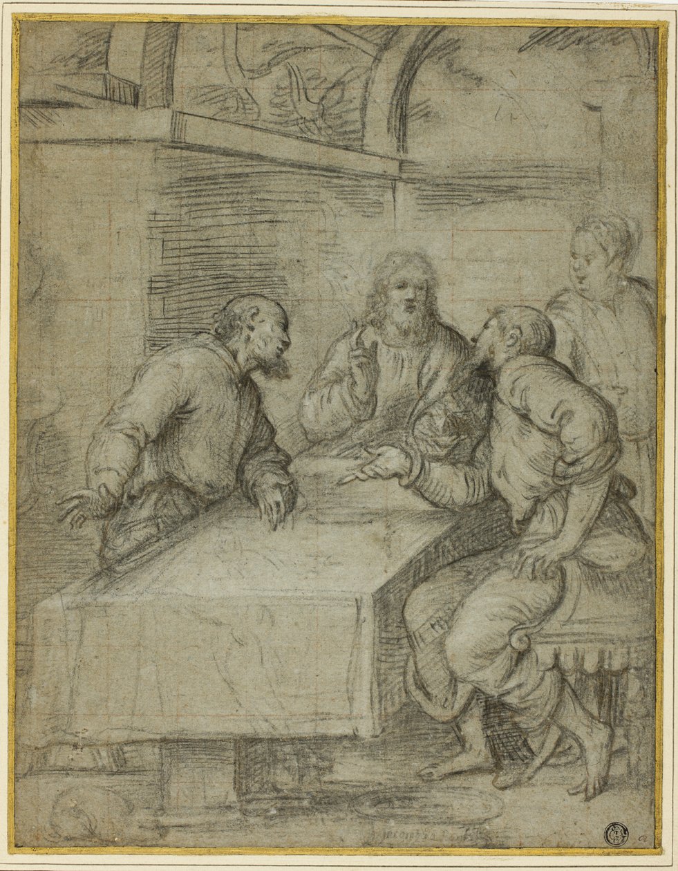 Studie für das Abendmahl in Emmaus von Giulio Campi