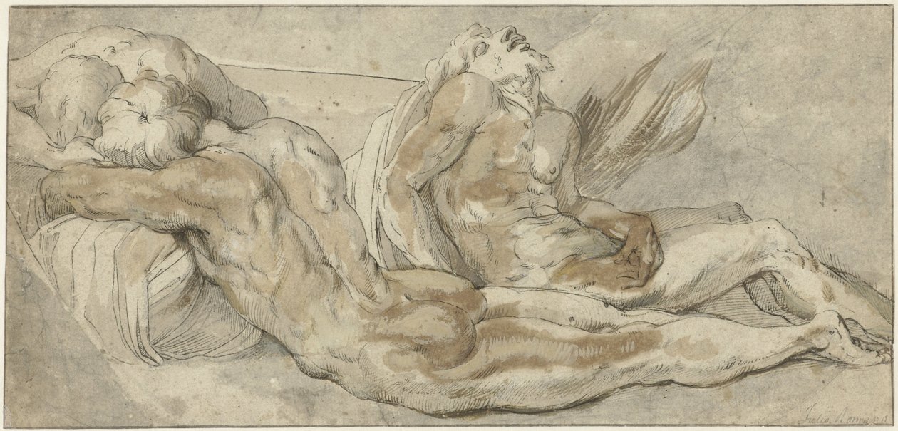 Drei liegende Männer von Giulio Romano