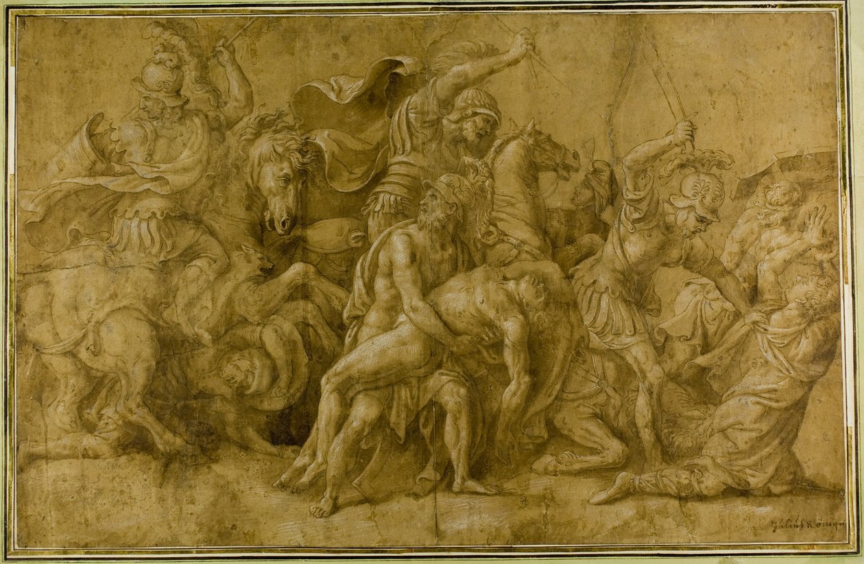 Menelaos hält den Körper von Patroklos von Giulio Romano