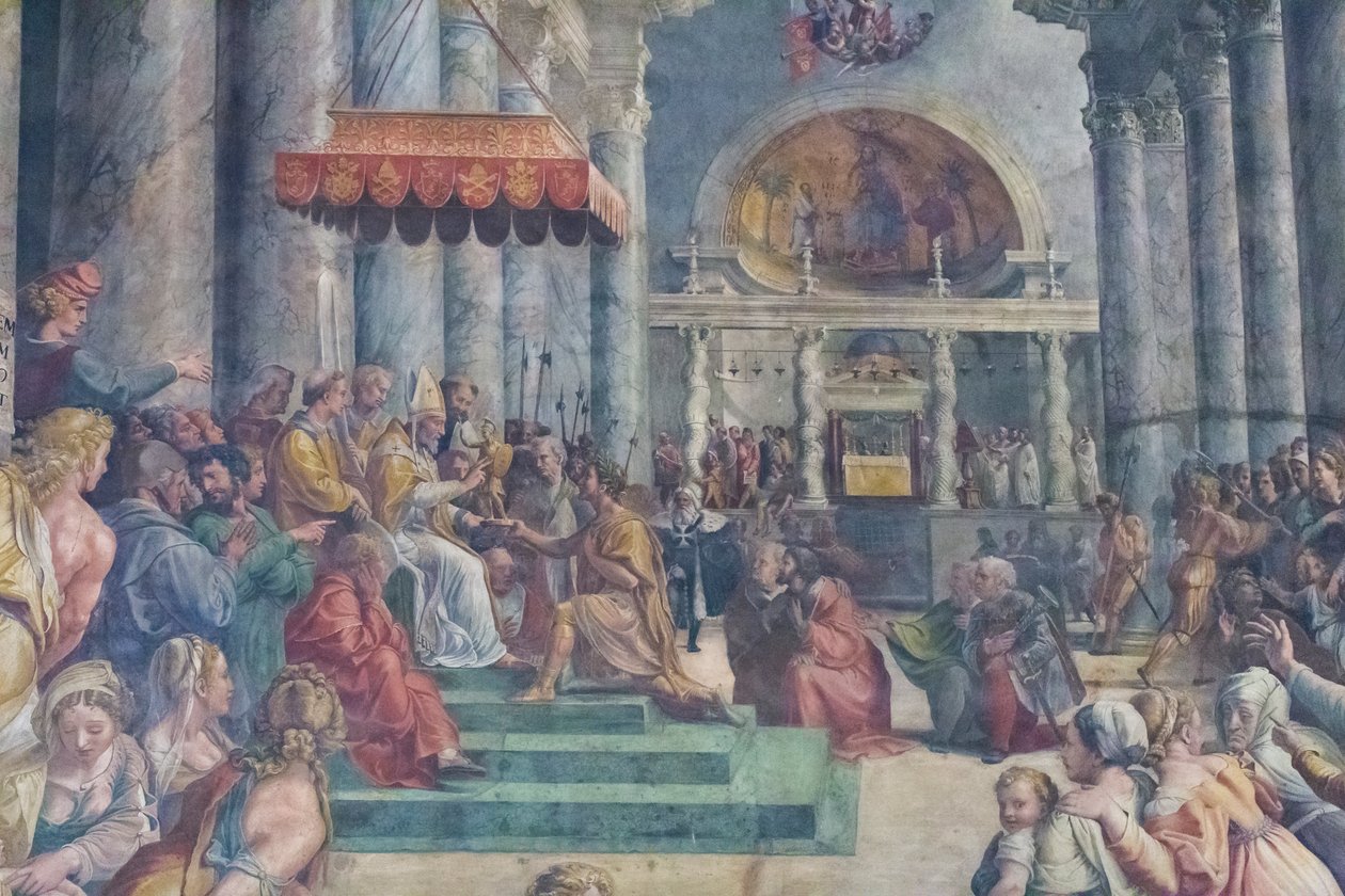 Die Schenkung von Rom (Detail) von Giulio Romano