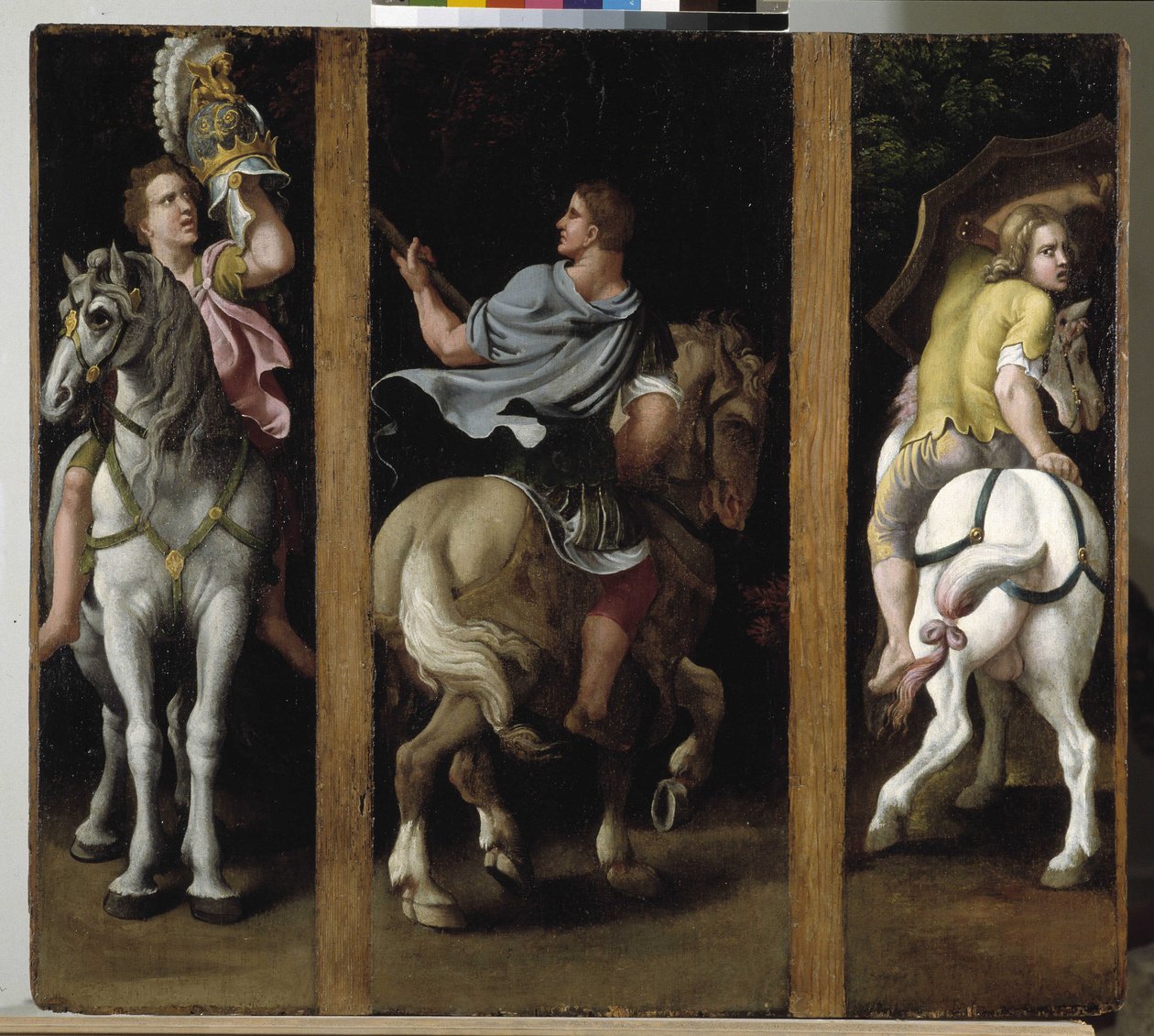 Drei römische Soldaten reiten von Giulio Romano