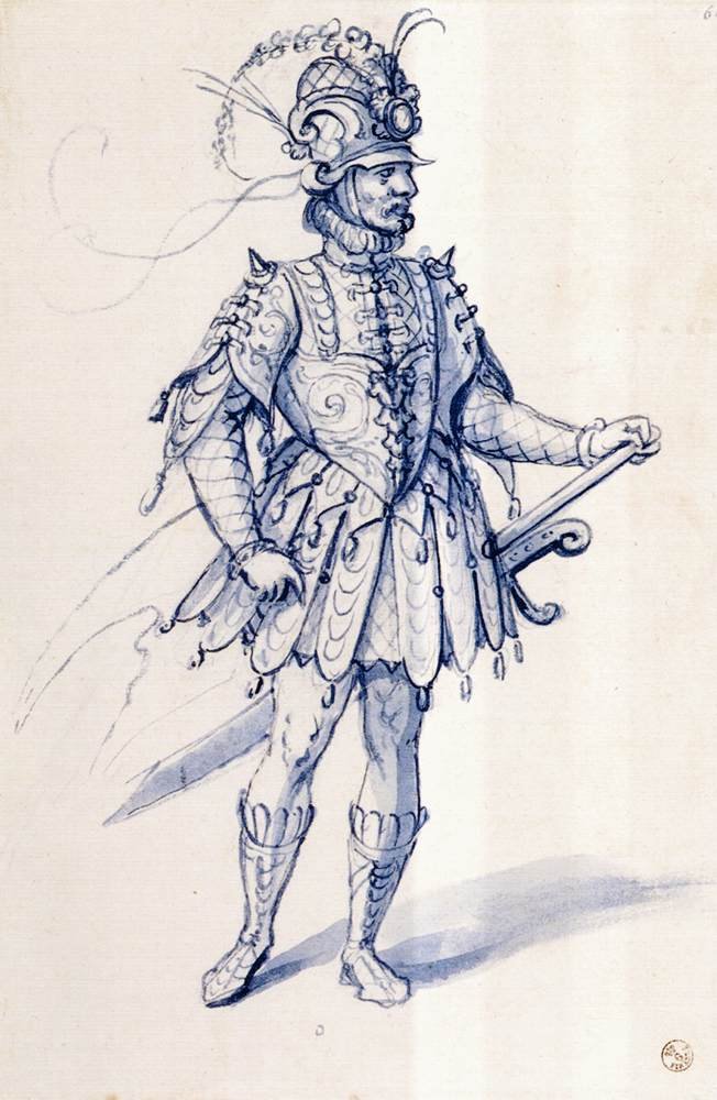 Kostümentwurf für einen Ritter von Giuseppe Arcimboldo