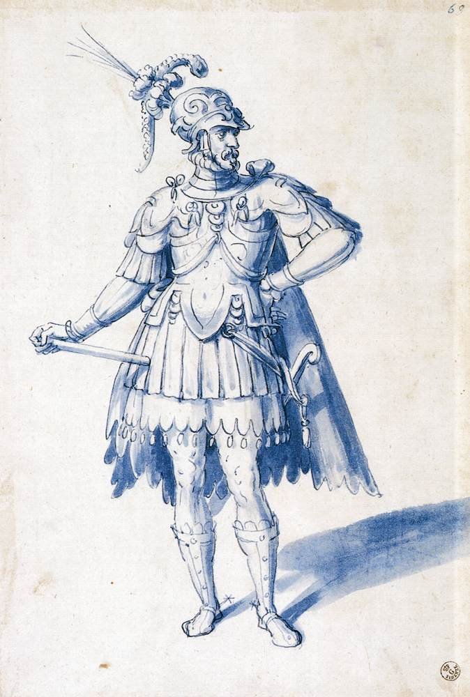 Kostümentwurf für einen Waffenträger von Giuseppe Arcimboldo