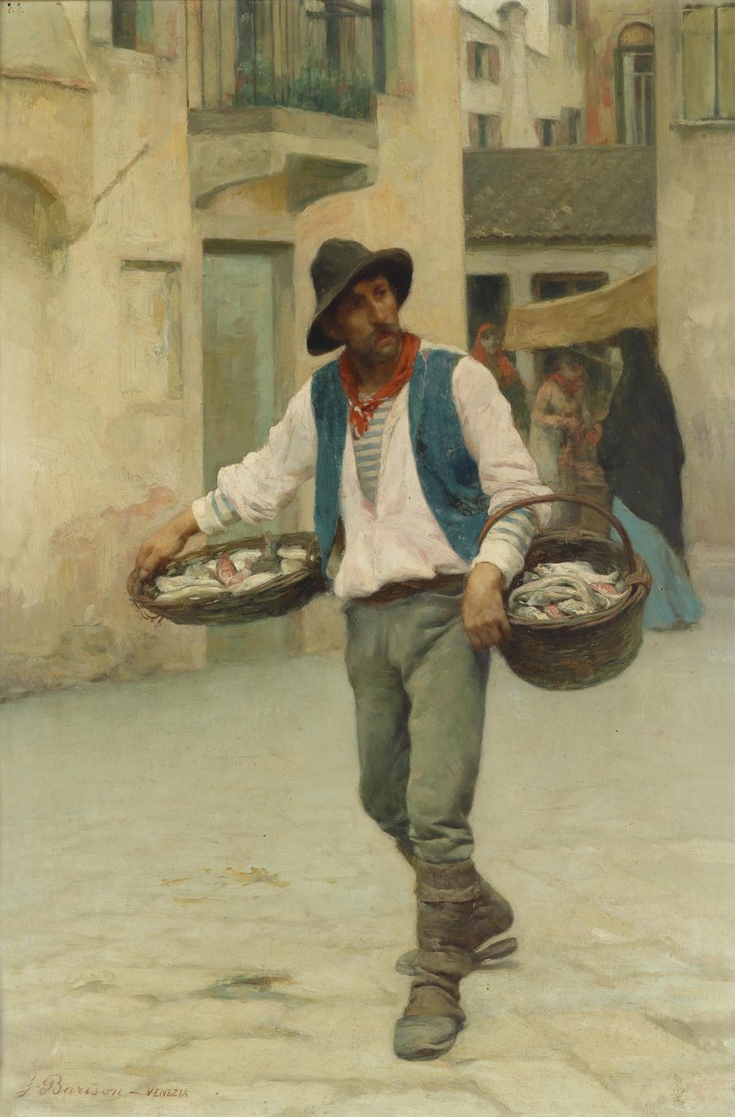 Venezianischer Fischverkäufer von Giuseppe Barison