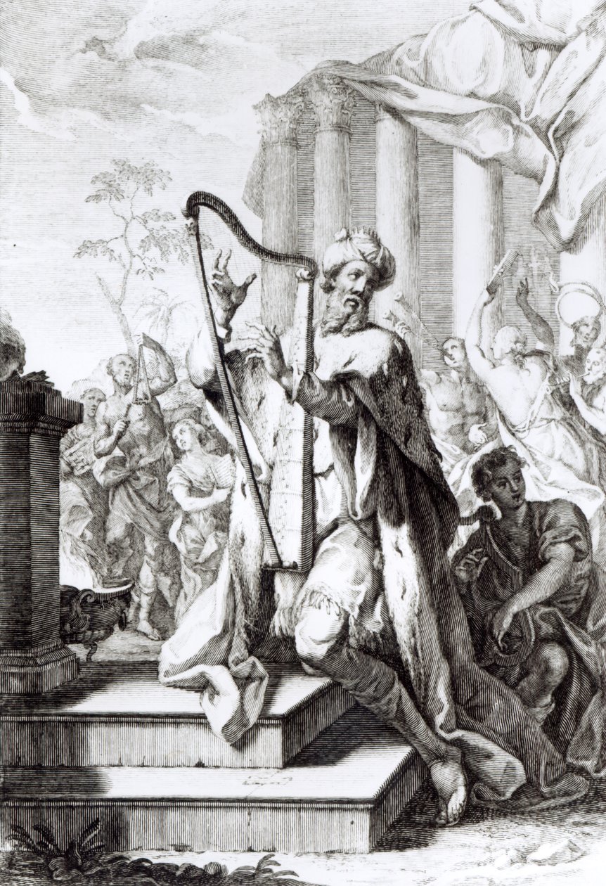 König David spielt die Leier, graviert von A. Faldanus von Giuseppe Camerata