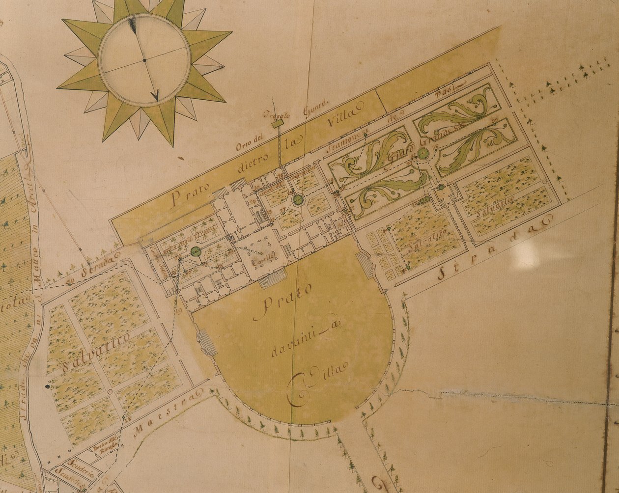 Plan der Villa del Poggio Imperiale von Giuseppe Ruggieri