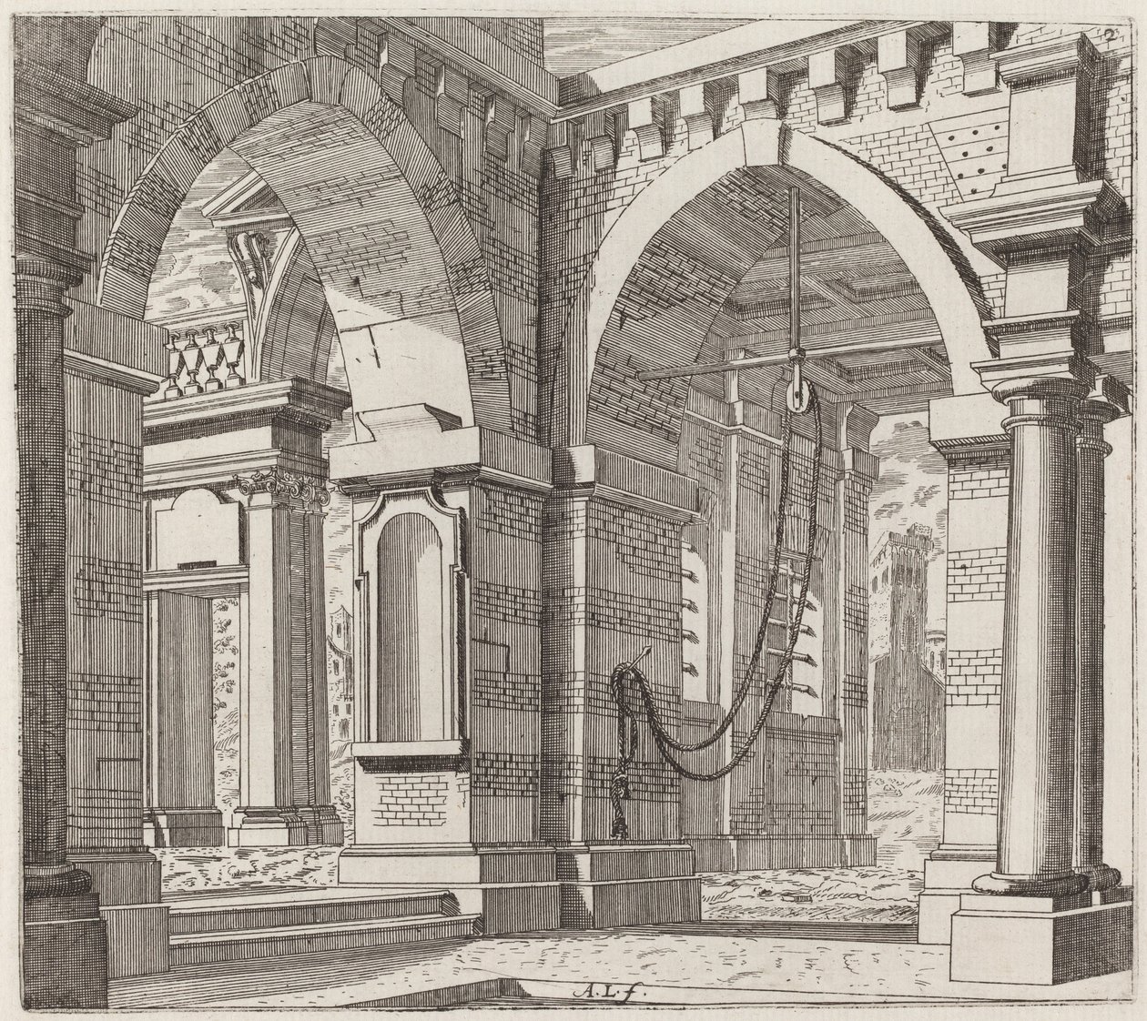 Architektonische Fantasie mit Torbögen von Giuseppe Antonio Landi
