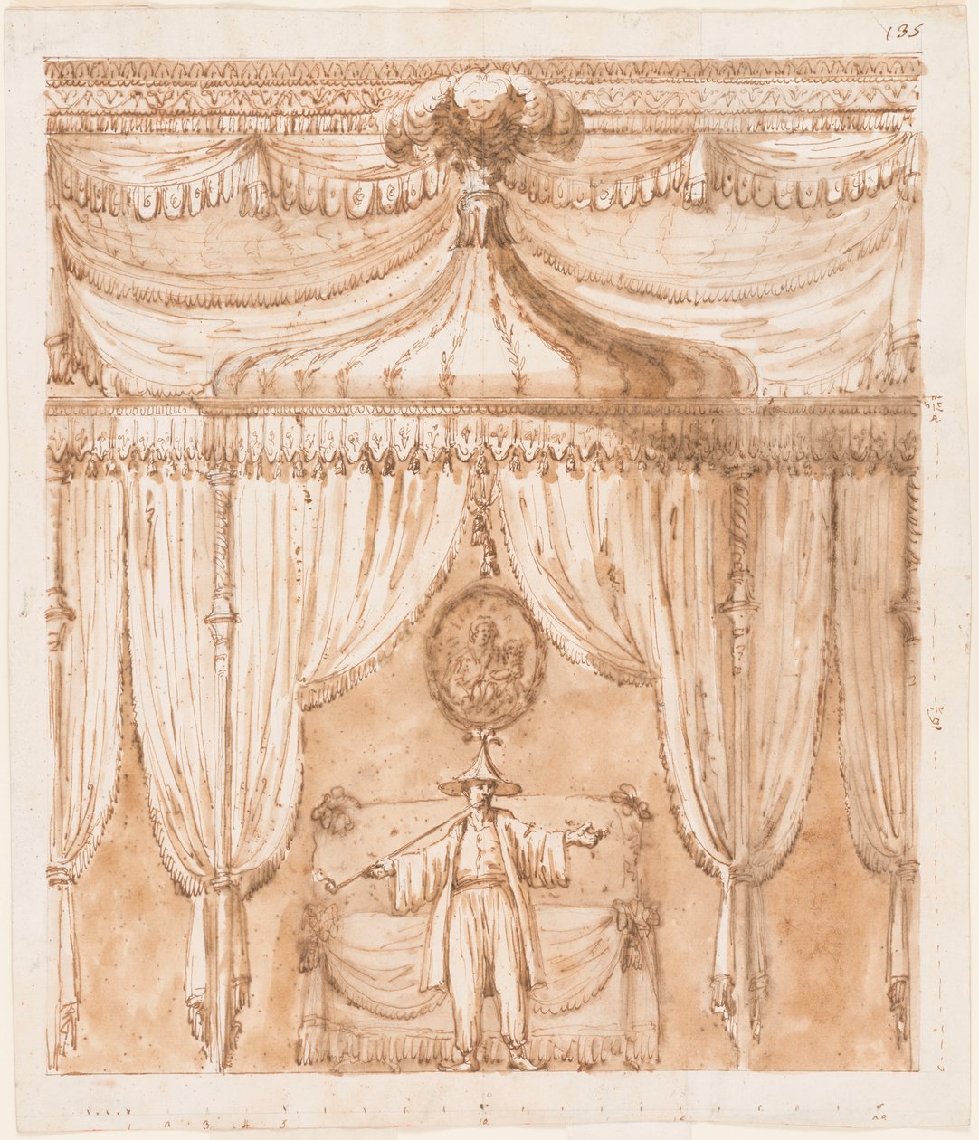 Schlafzimmernische mit einer Figur von Giuseppe Barberi
