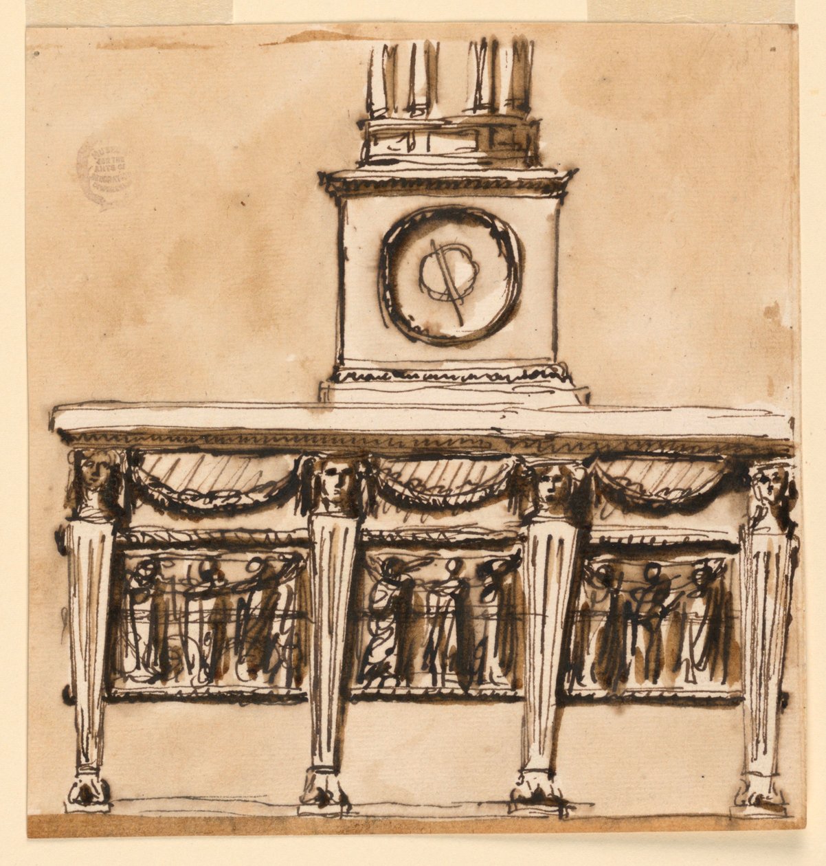 Konsolentisch mit Uhr von Giuseppe Barberi