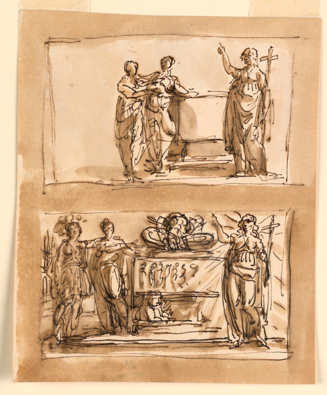 Sarkophag und allegorische Figuren von Giuseppe Barberi