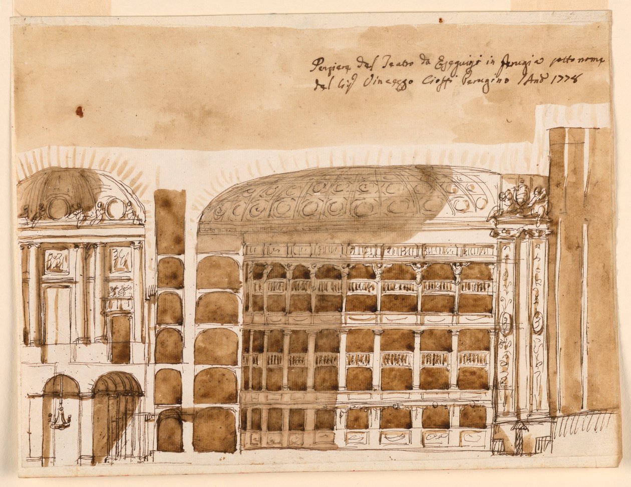 Schnitt eines Theaters in Perugia von Giuseppe Barberi