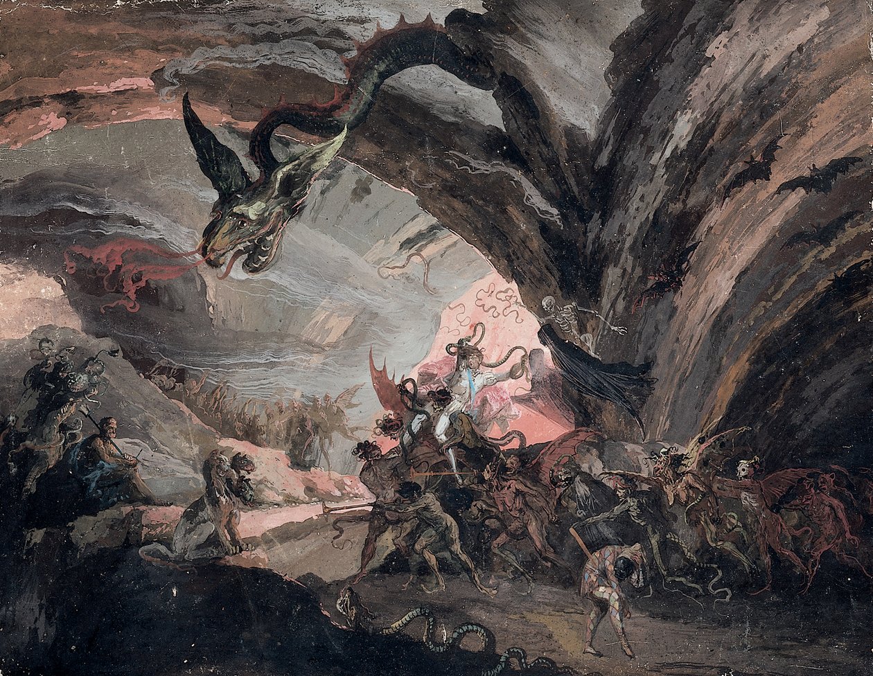 Pluto und ein Harlekin in der Hölle von Giuseppe Bernardino Bison