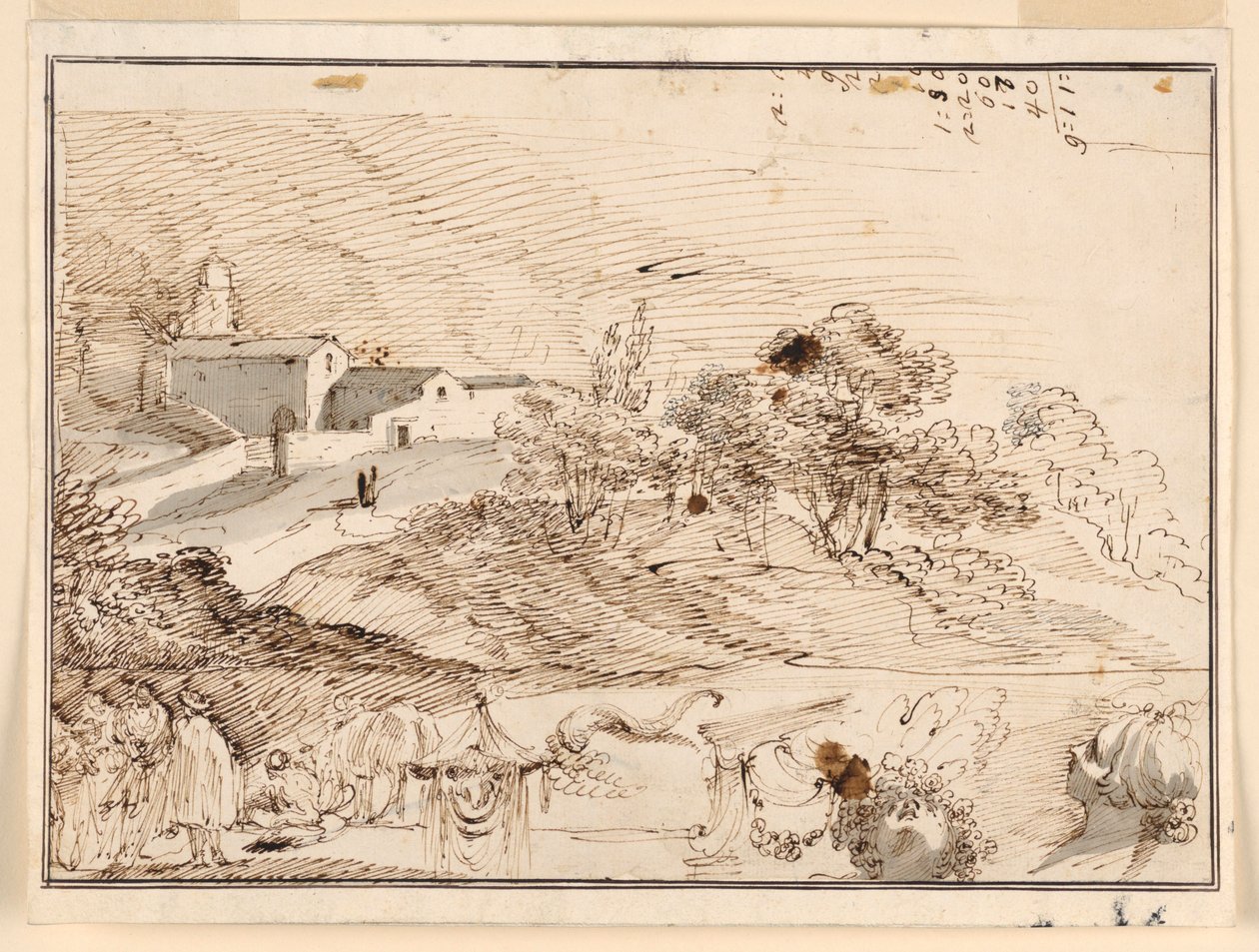 Blatt mit Skizzen von Giuseppe Bernardino Bison