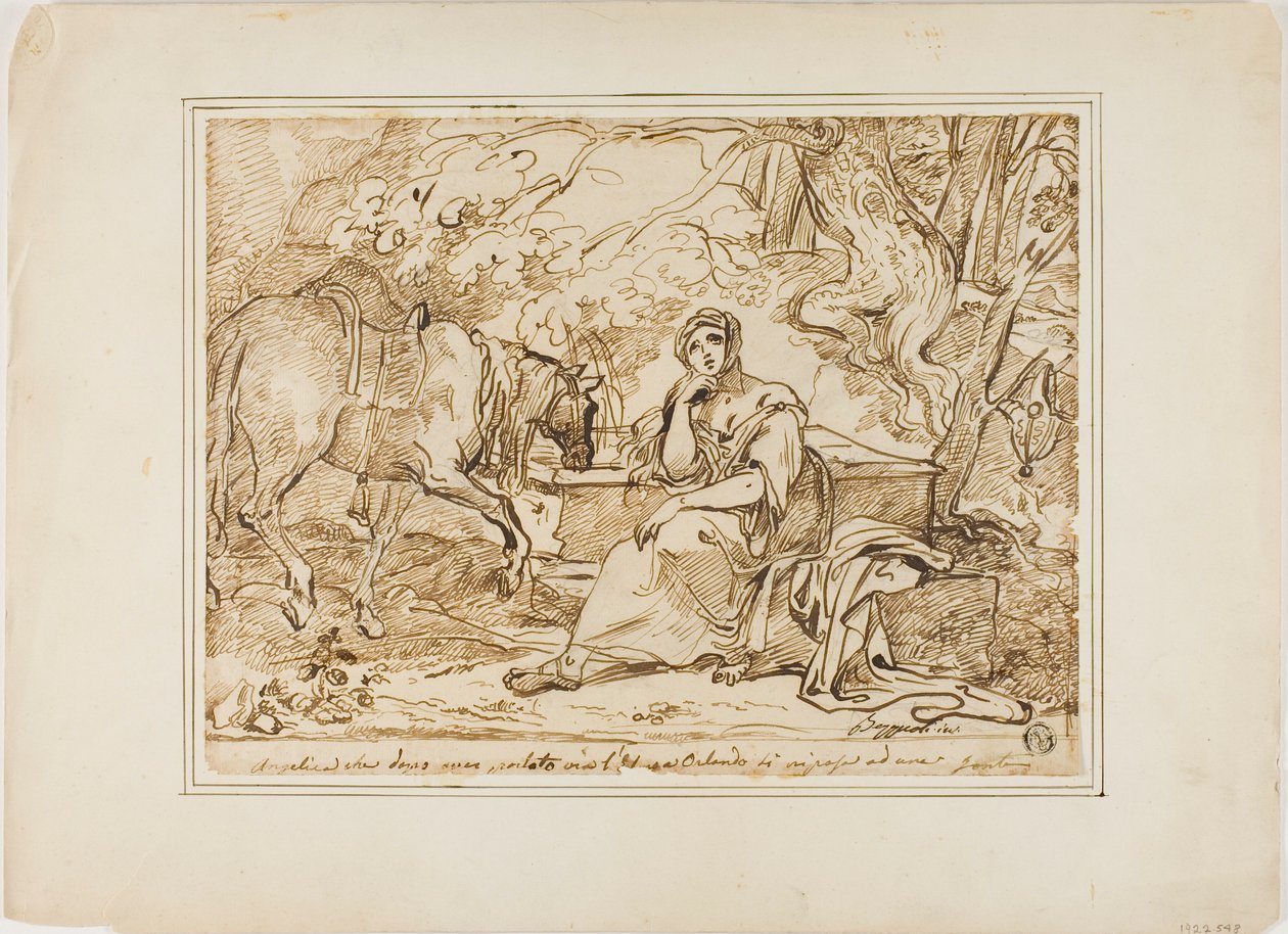 Angelica ruht an einem Brunnen von Giuseppe Bezzuoli