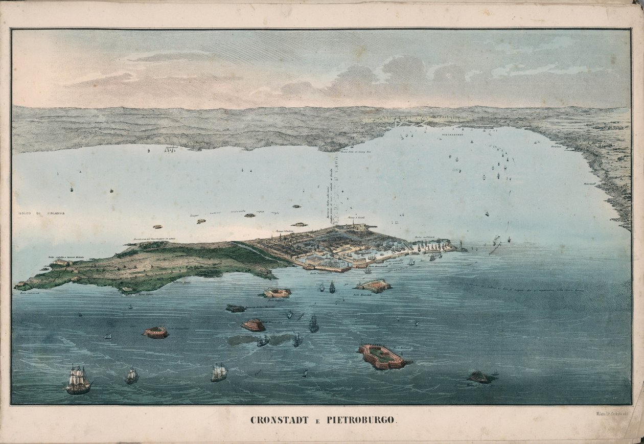 Panoramablick auf Kronstadt, 1853 von Giuseppe Civelli