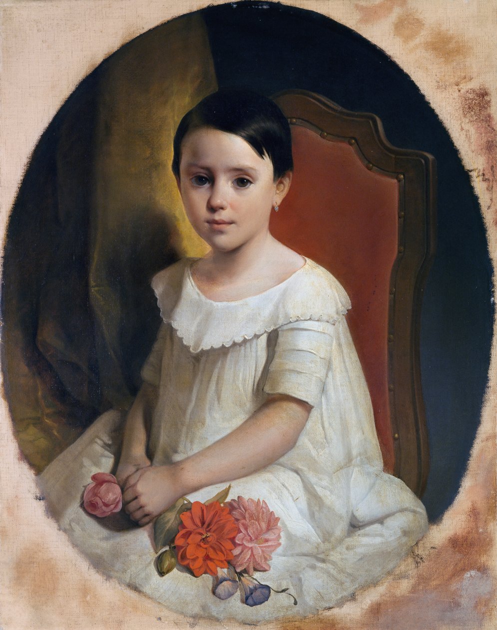 Kleines Mädchen mit Blumen von Giuseppe Mazza