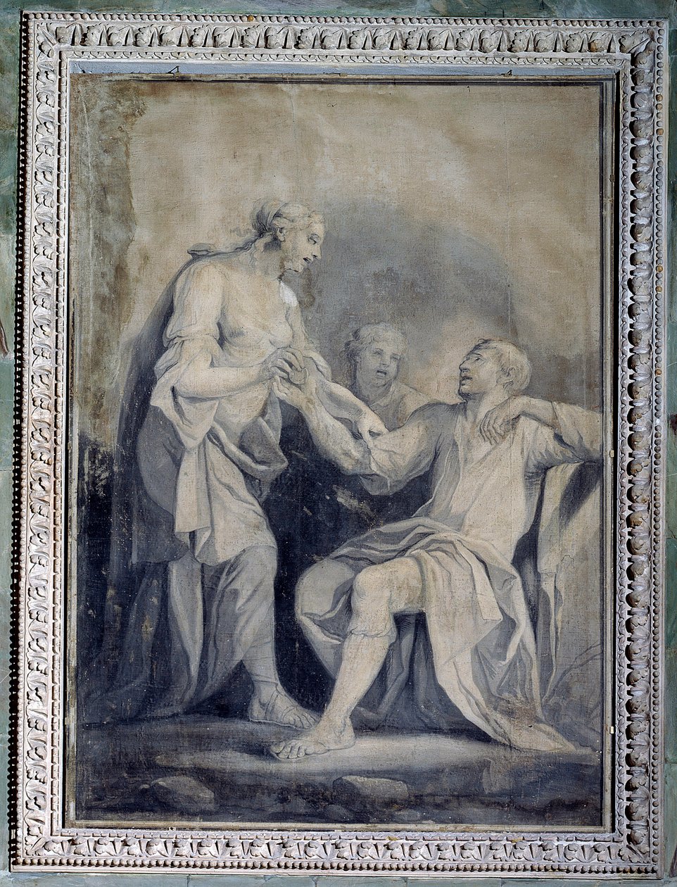 Die Menschlichkeit hilft dem Unglück (Monochrome Zeichnung) von Giuseppe Paganelli