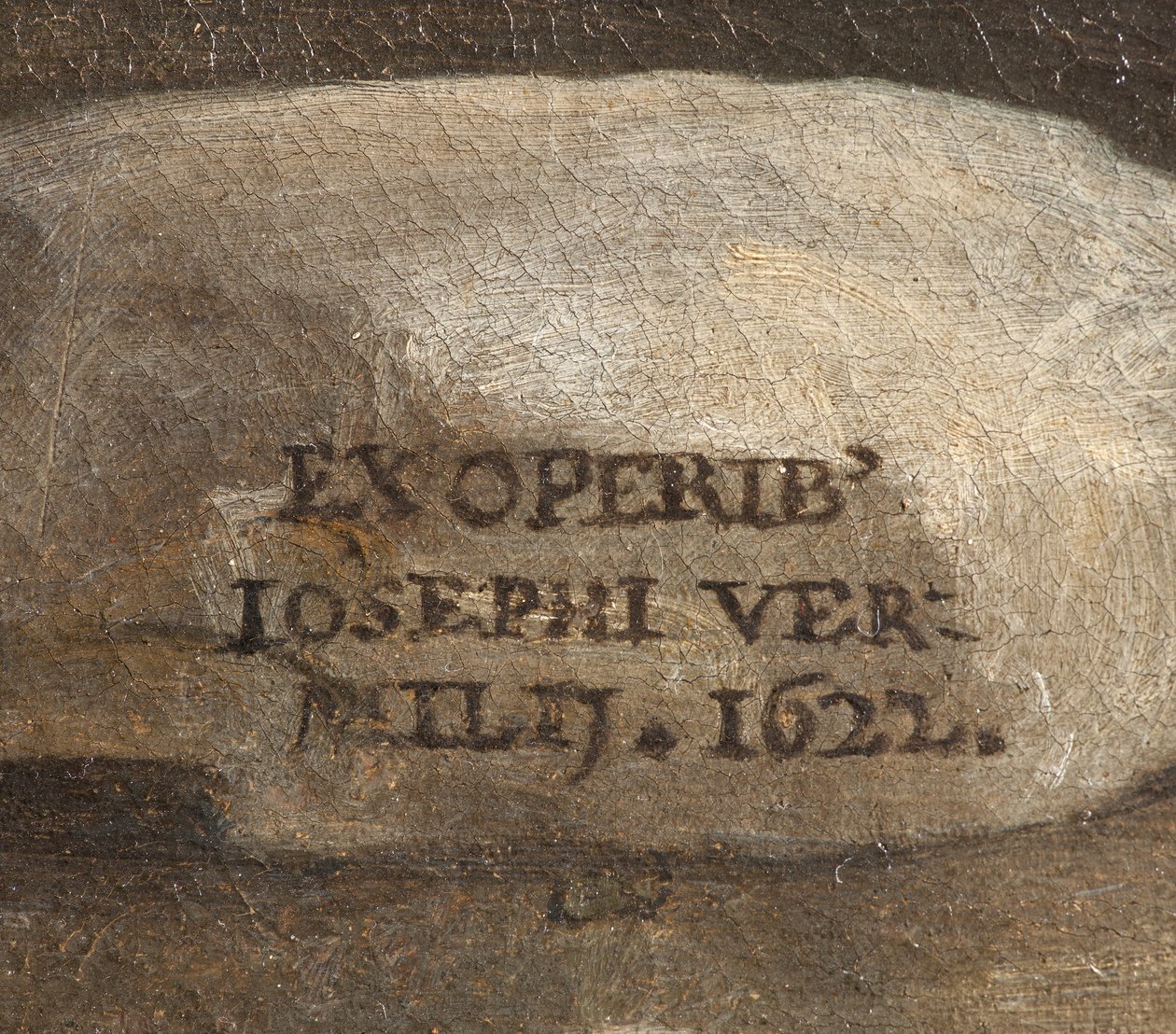 Signatur des Künstlers, Geburt Christi, (Detail), 1622 von Giuseppe Vermiglio