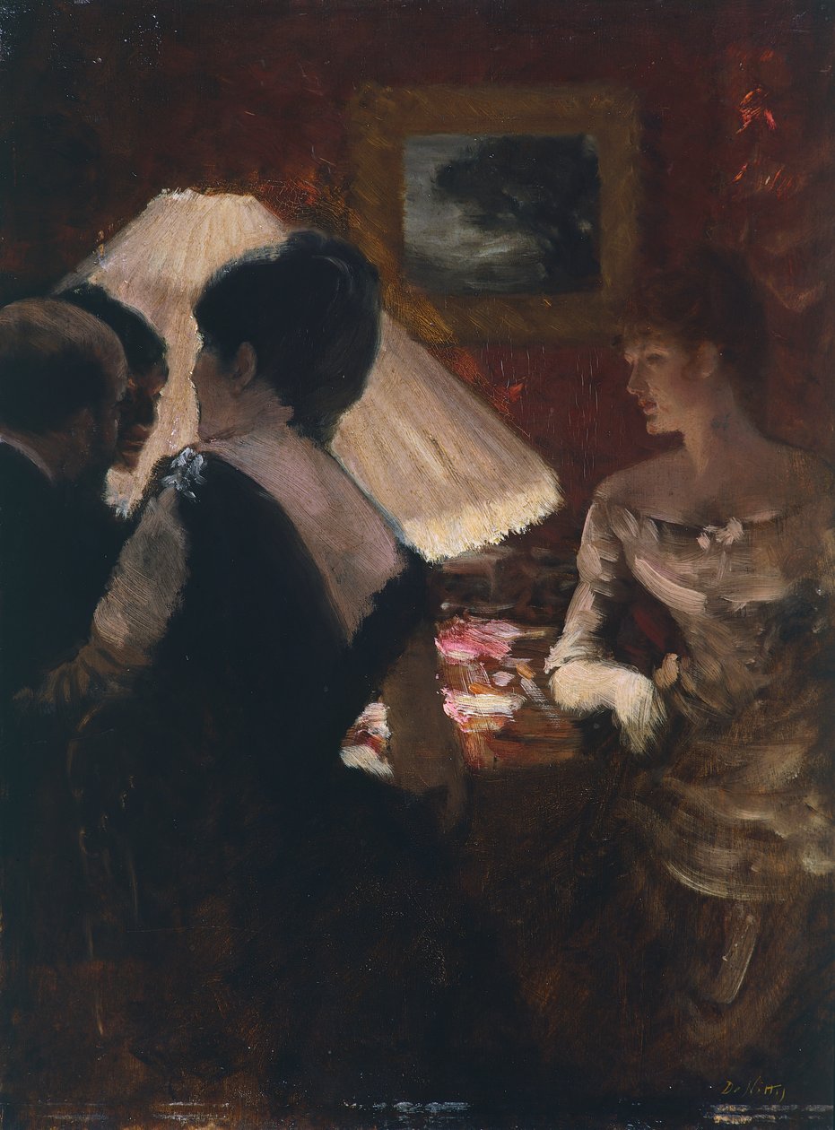 Um den Lampenschirm von Giuseppe or Joseph de Nittis