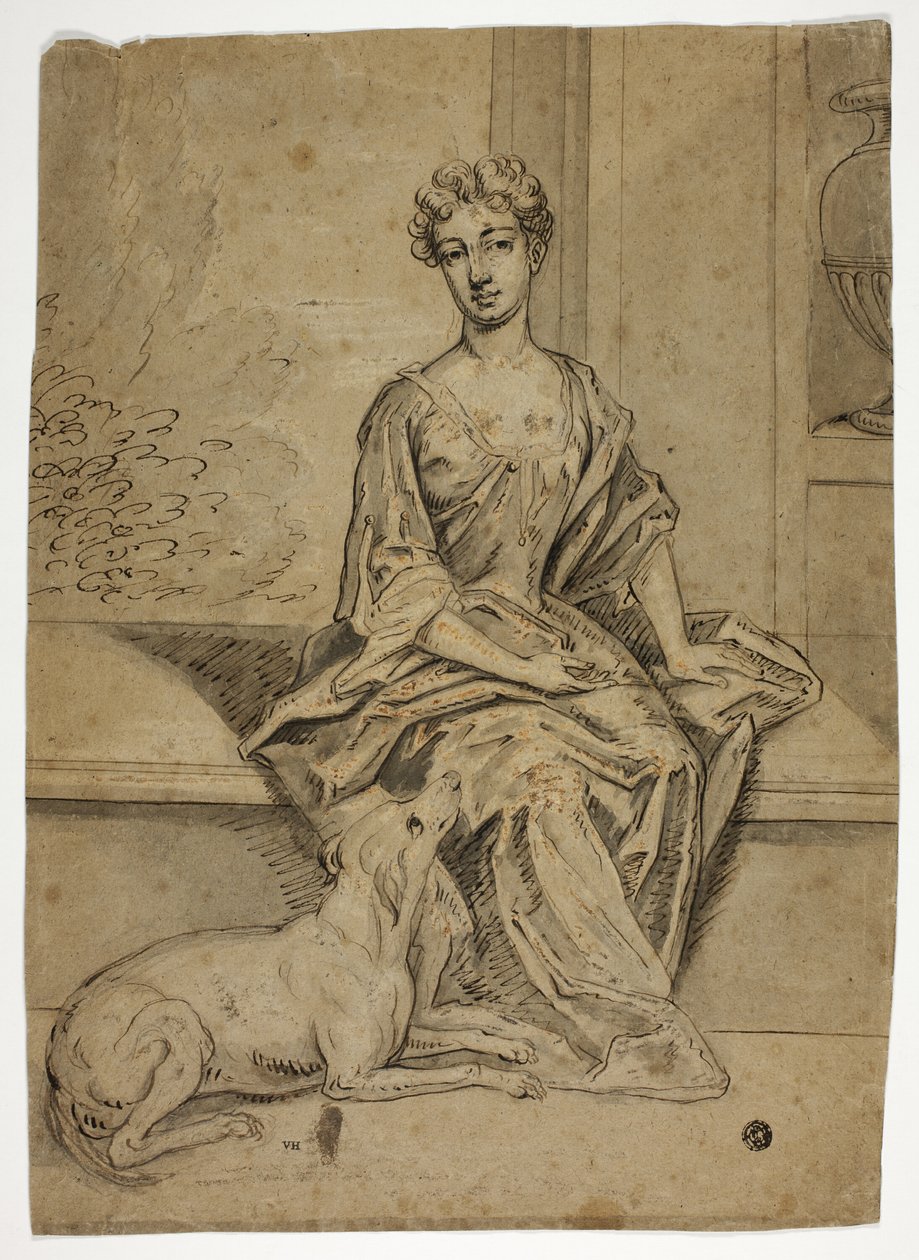 Porträt einer Hofdame mit Mastiff von Godfrey Kneller