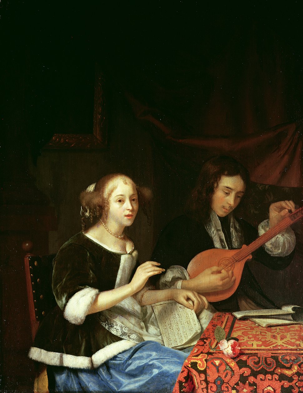 Ein junges Paar macht Musik, ca. 1665-70 von Godfried Schalcken