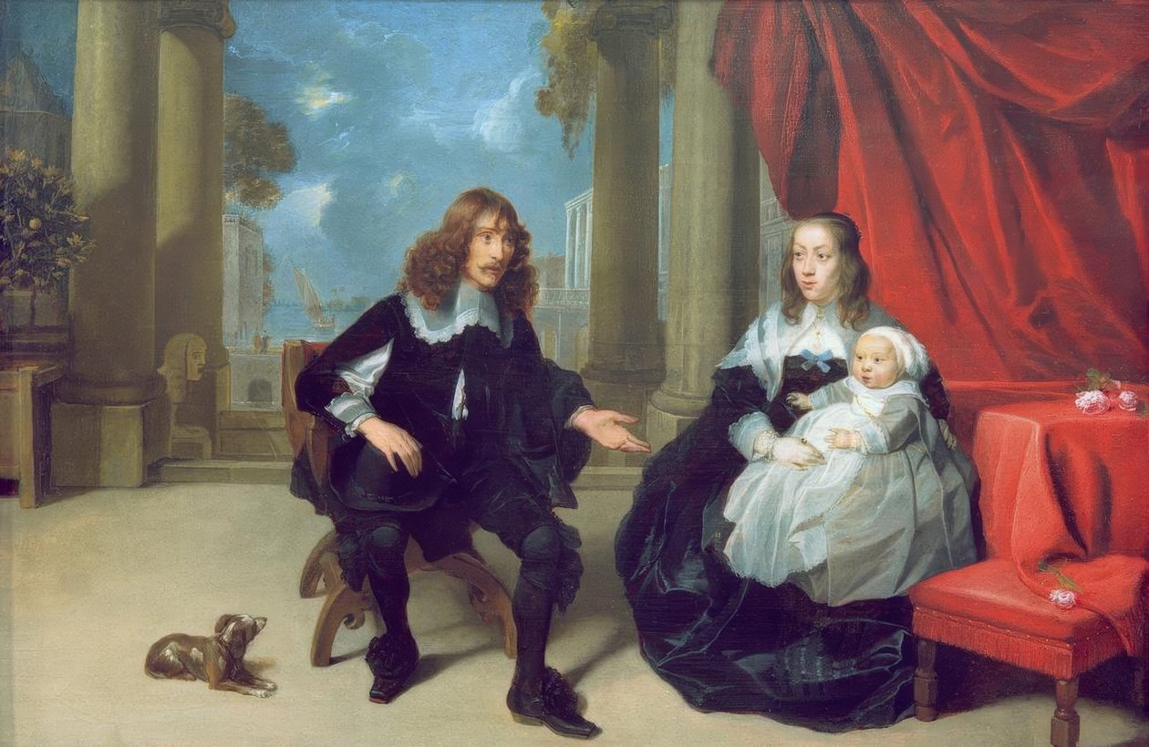 Eine Familie auf der Terrasse von Gonzales Coques