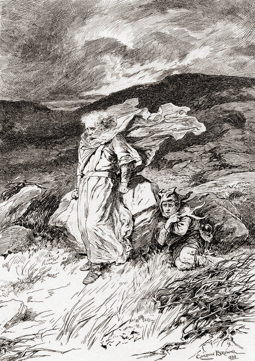 Eine Szene aus William Shakespeares Stück König Lear, Akt III, Szene 2, Lear: Nein, ich werde das Muster aller Geduld sein, ich werde nichts sagen von Gordon Frederick Browne