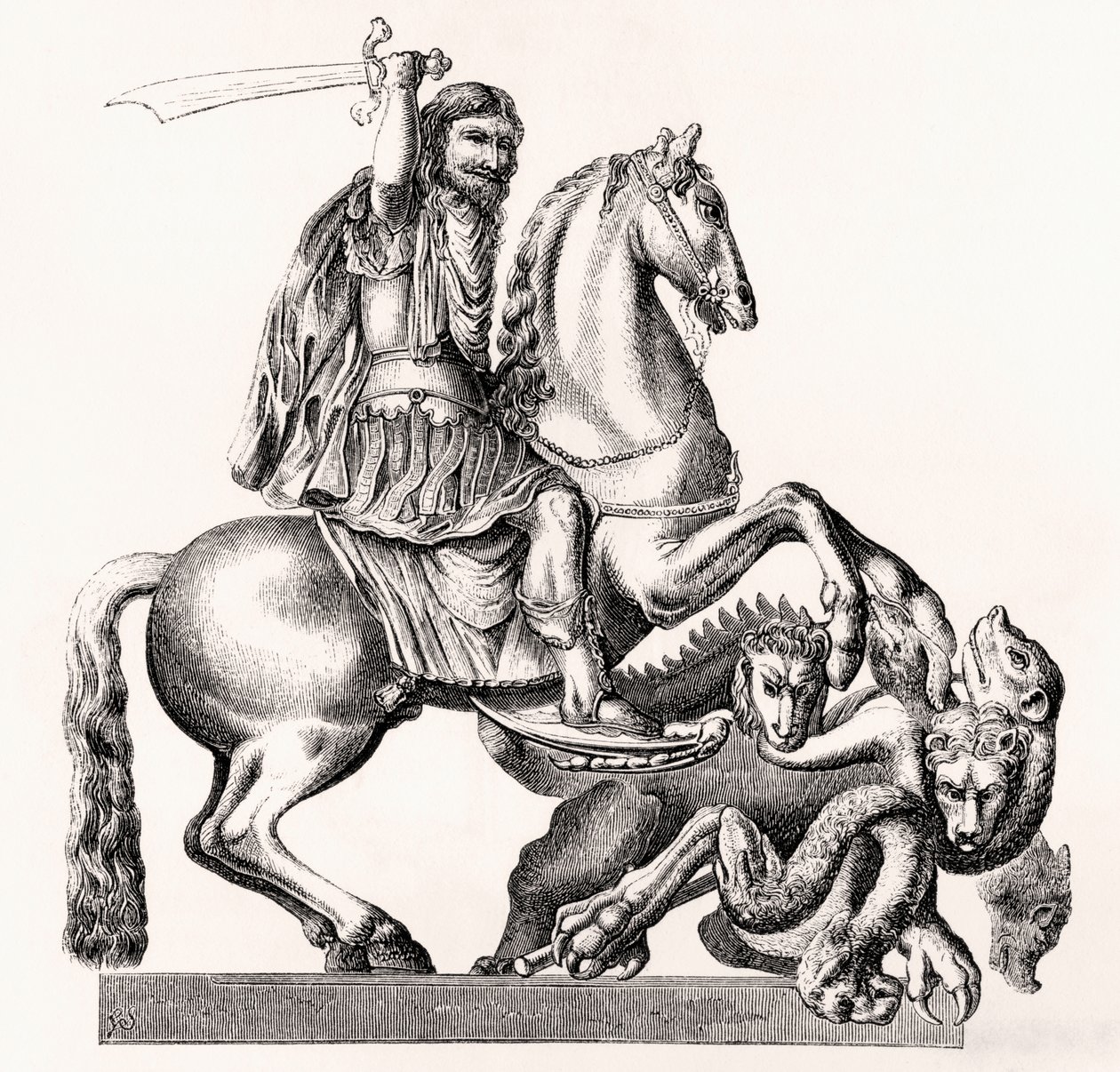 König Karl II. von England dargestellt als St. Georg, der den Drachen tötet, 1855 von Gottfried Leigeber