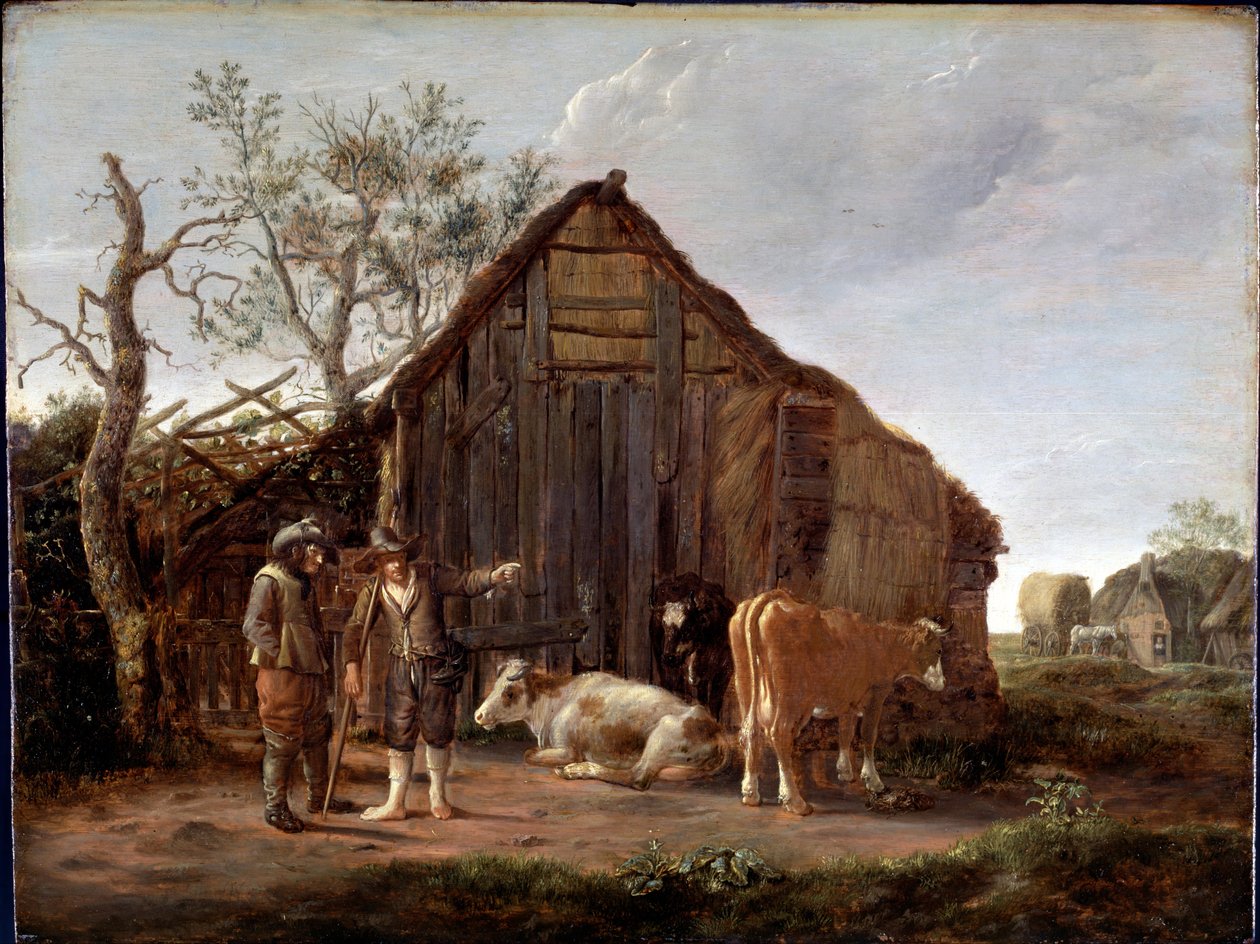 Zwei Bauern mit Kühen von Govaert Camphuysen
