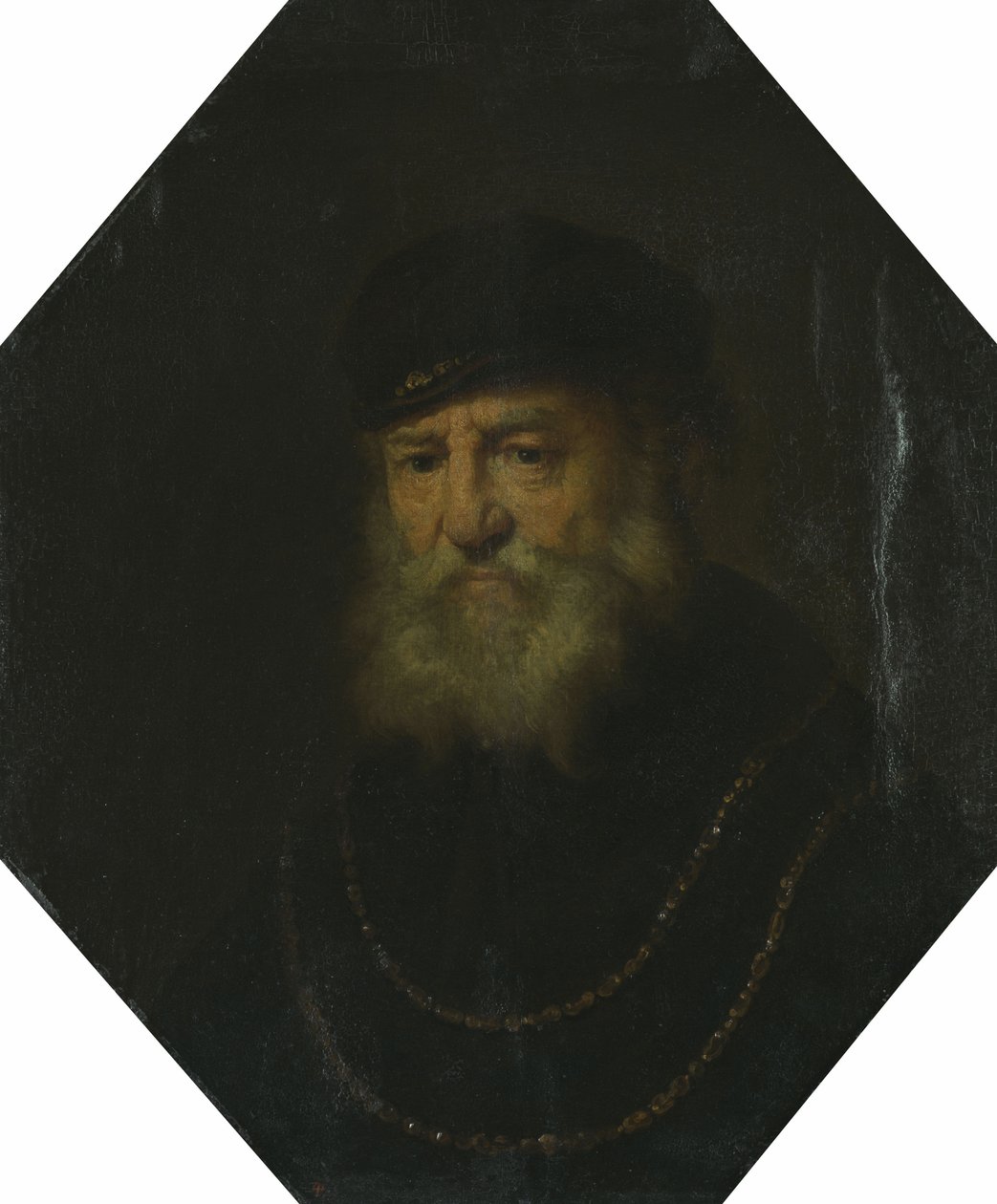 Büste eines alten Mannes mit zwei Goldketten von Govert Flinck