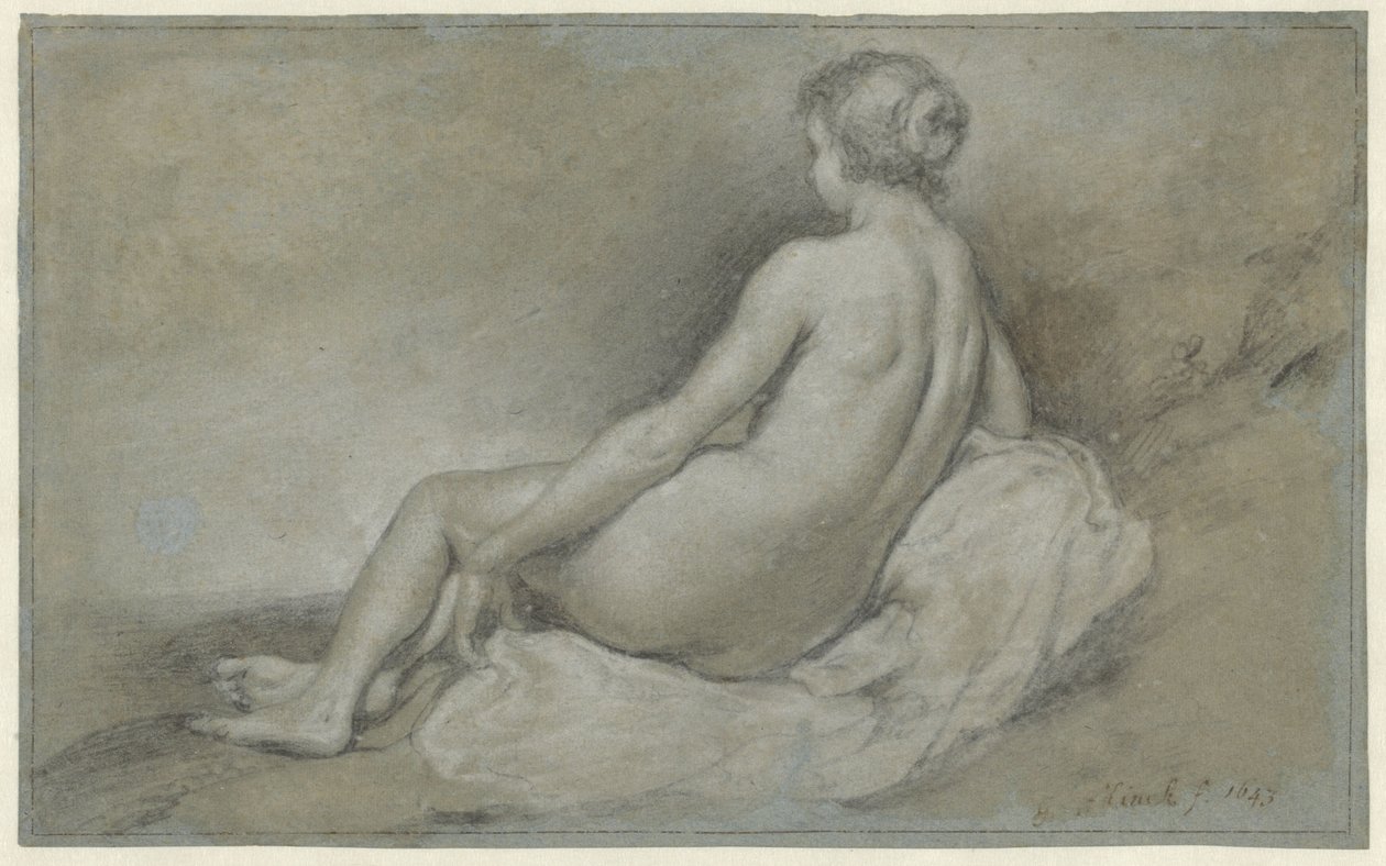 Sitzender weiblicher Akt, von hinten gesehen von Govert Flinck