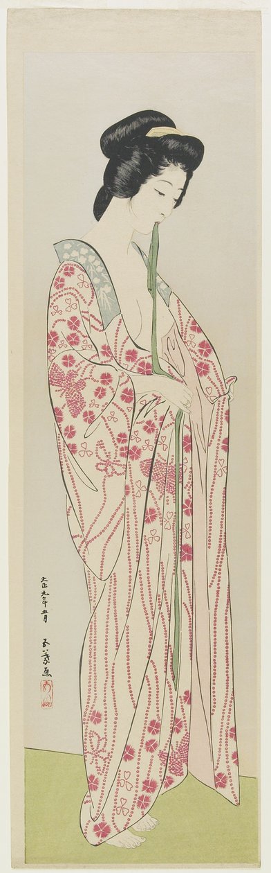 Frau im Kimono-Unterkleid, Mai 1920 von Goyo Hashiguchi