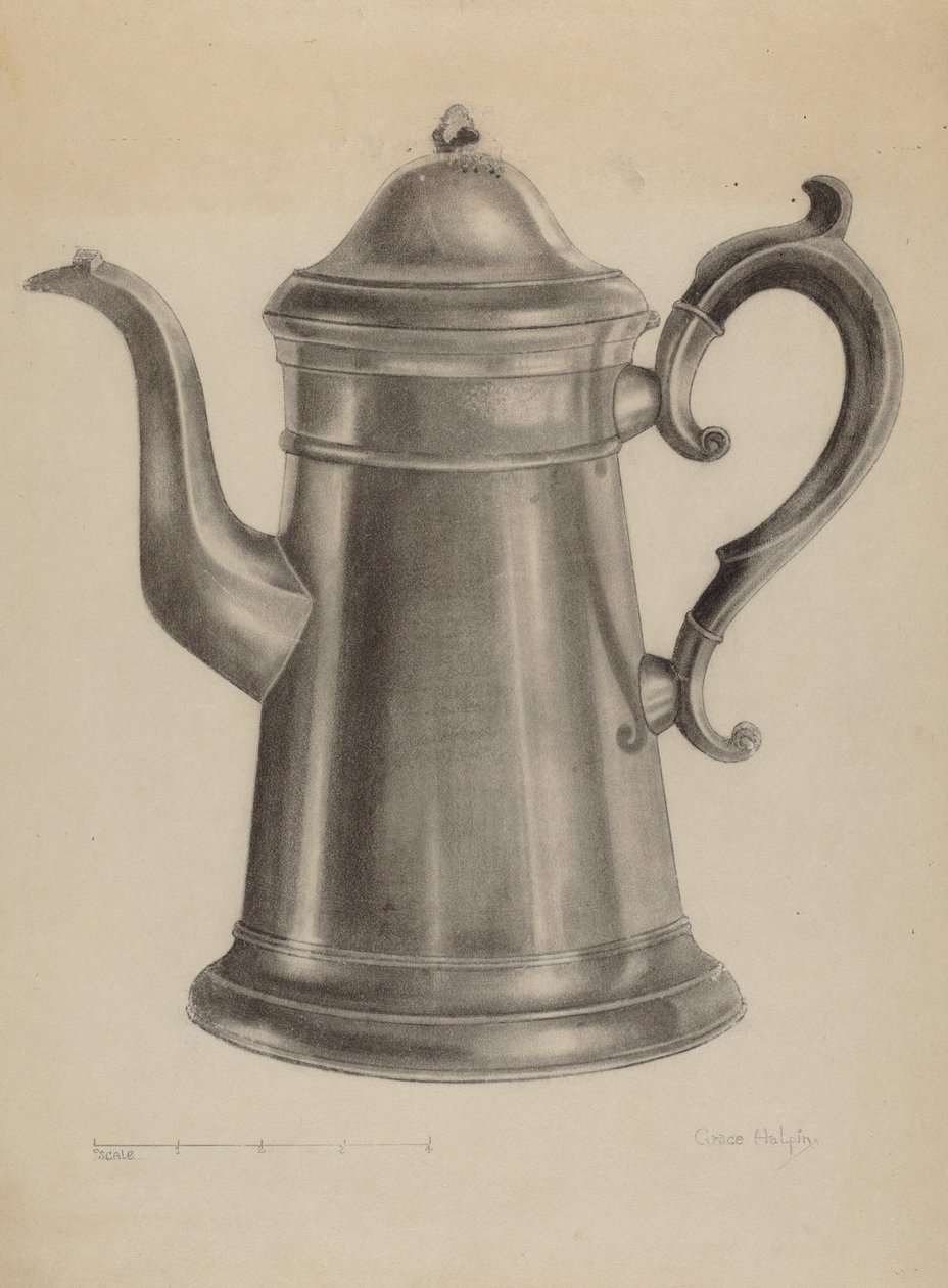 Zinn-Kaffeekanne von Grace Halpin