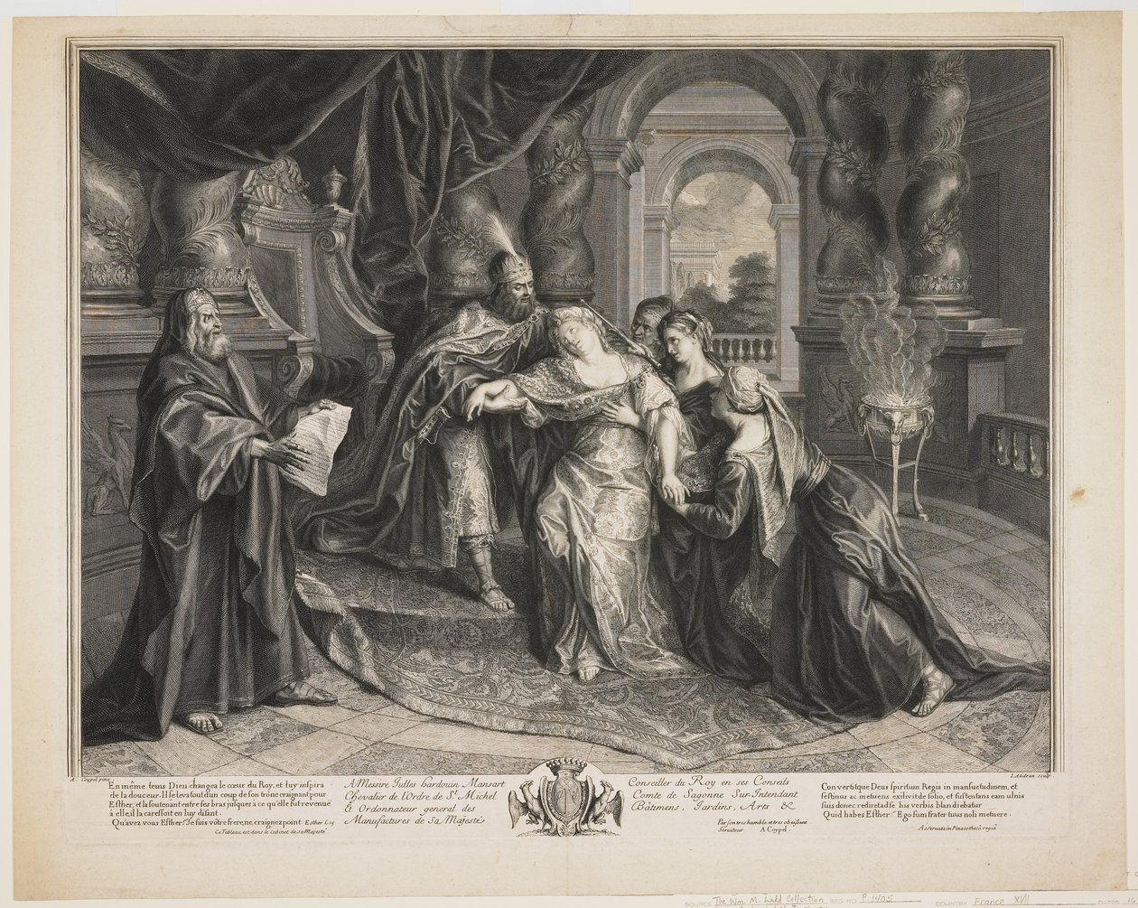 Esther vor Ahasverus, um 1705 von Gérard Audran