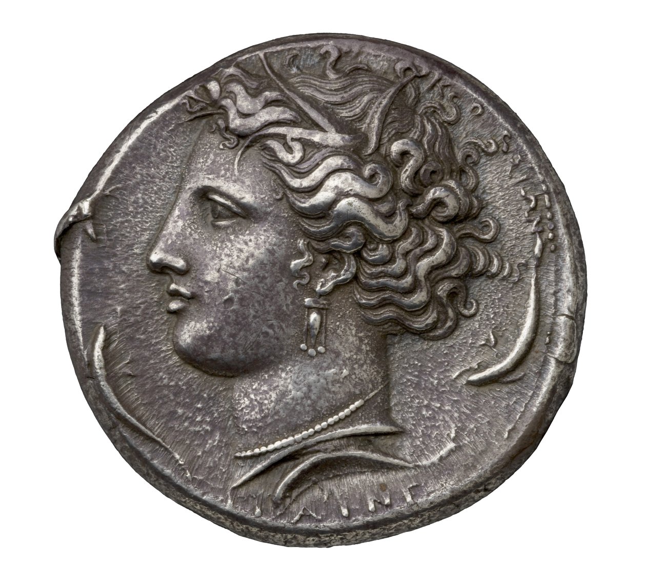 Antike griechische Silbermünze aus Syrakus, 404-390 v. Chr. von Greek