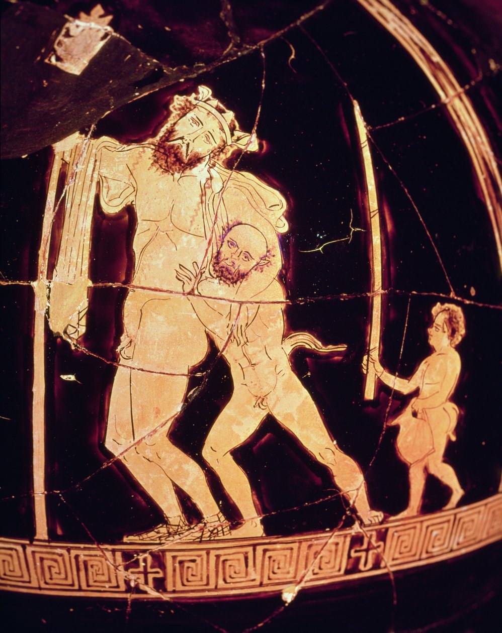 Attische rotfigurige Vase mit einer dionysischen Szene von Greek
