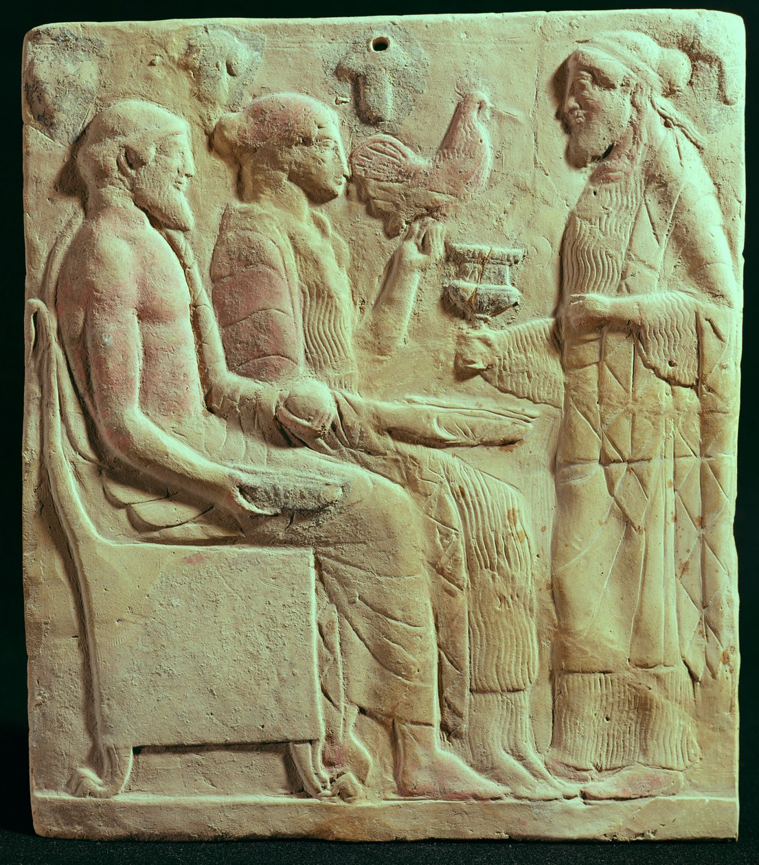 Plakette, die ein Opfer darstellt, ca. 450 v. Chr. von Greek
