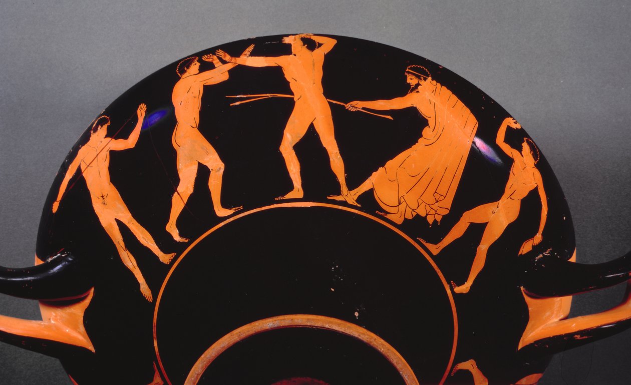 Rotfiguriger Kylix, der Athleten beim Training zeigt, ca. 500 v. Chr. von Greek