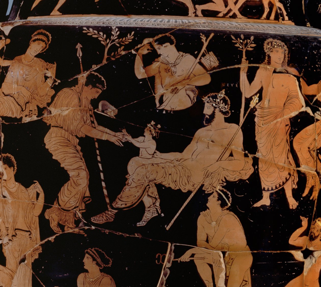 Die Geburt des Dionysos, Proto-Apulischer rotfiguriger Krater (Detail) von Greek