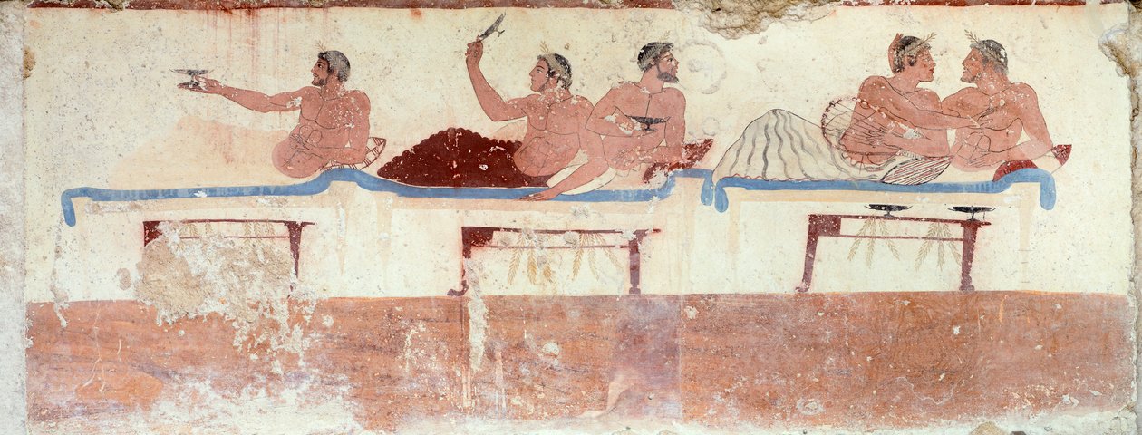 Symposionsszene, ca. 480-490 v. Chr. (Fresko) von Greek